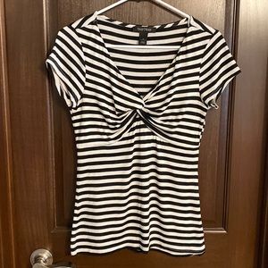 White House Black Market Striped Twist Front Tee